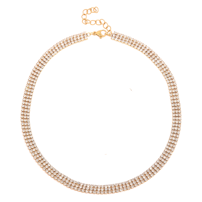 Choker Kira Triplo Zircônia Ouro 18k Tayaro