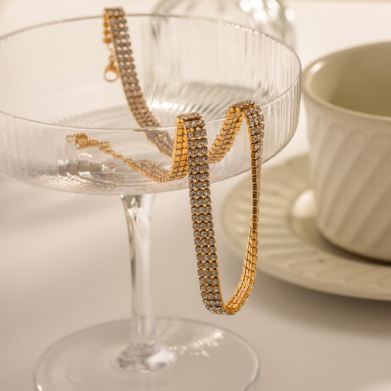 Choker Kira Triplo Zircônia Ouro 18k Tayaro