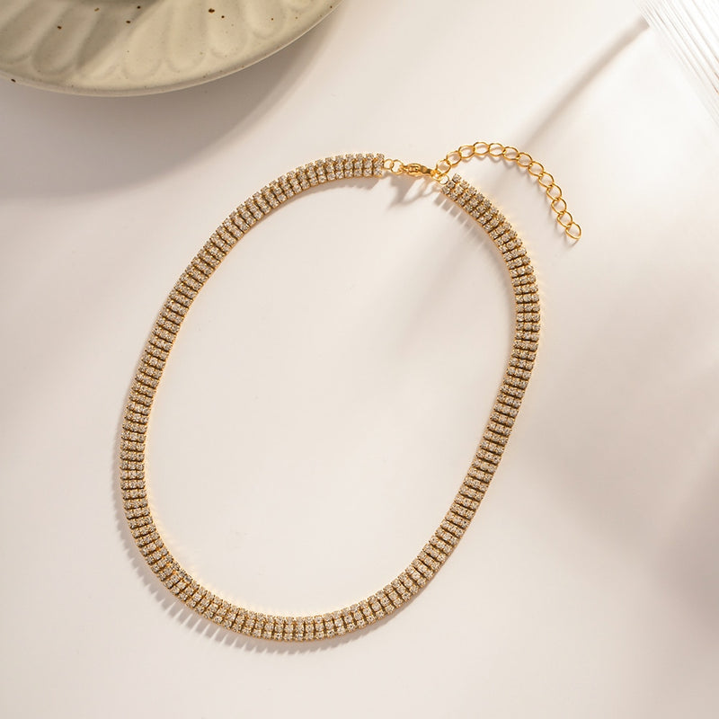 Choker Kira Triplo Zircônia Ouro 18k Tayaro