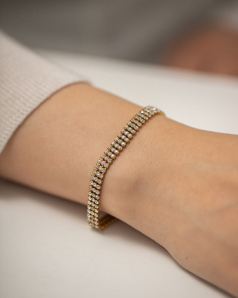 Pulseira Kira Triplo Zircônia Ouro 18k Tayaro