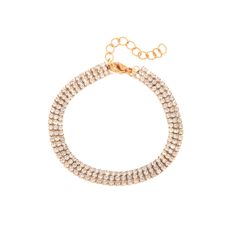 Pulseira Kira Triplo Zircônia Ouro 18k Tayaro