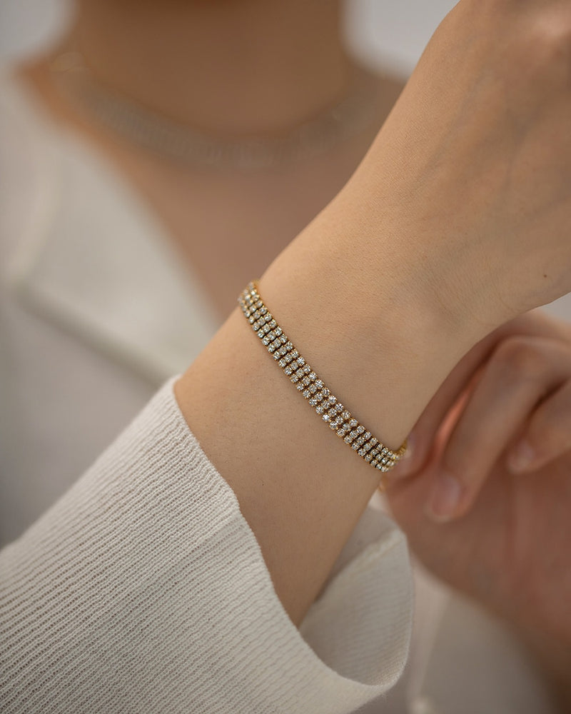 Pulseira Kira Triplo Zircônia Ouro 18k Tayaro